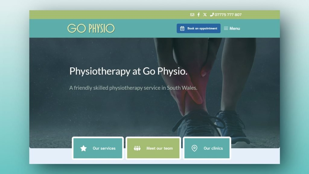 Go-Physio.com homepage screenshot