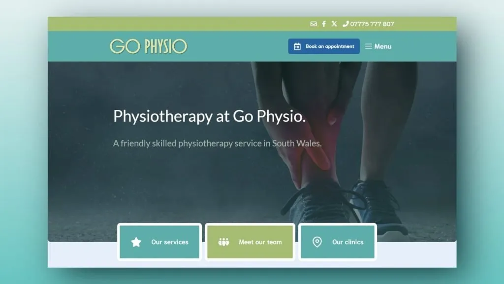 Go-Physio.com homepage screenshot